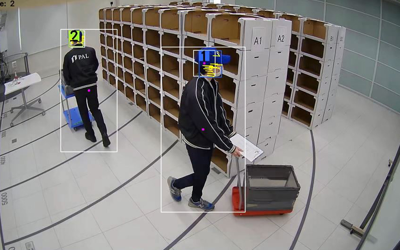 イメージ：スマート物流の実現に向けた、ローカル5G×AI分析による物流倉庫内の動態把握