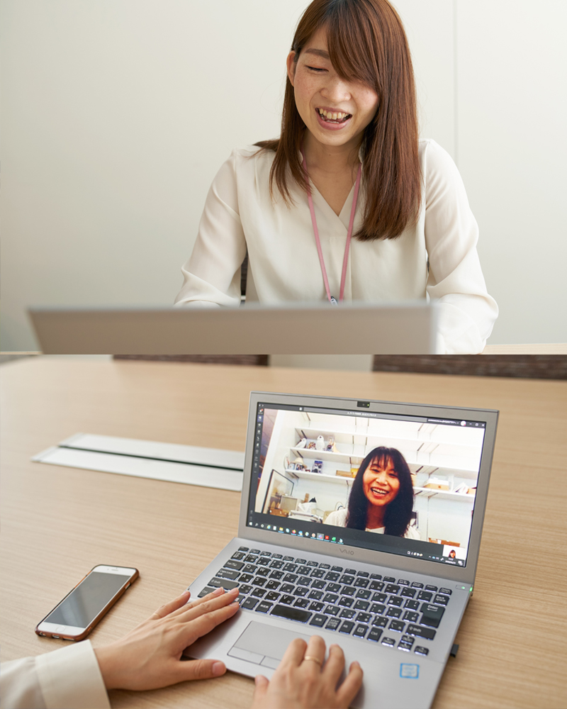 イメージ：Microsoft Teamsを利用した社員同士の打ち合わせの様子。