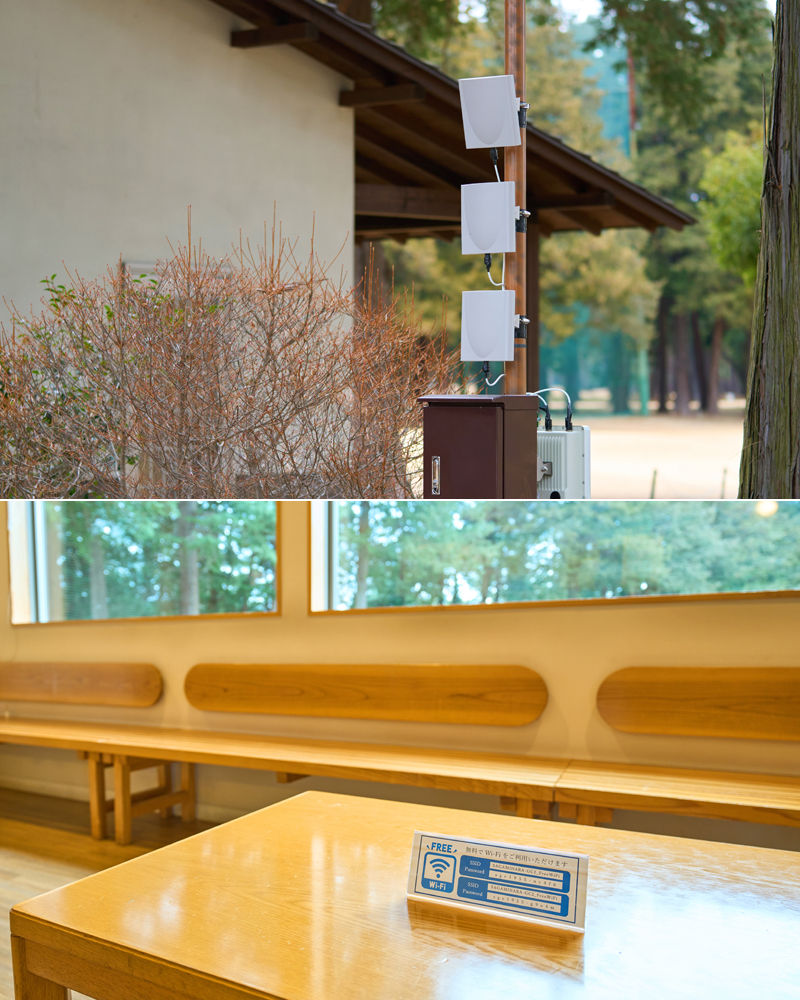 イメージ：売店に設置したPicoCELAの子機。パネルが1cmずれてもWi-Fi電波が届かないため、設置は繊細な作業
