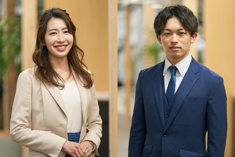 イメージ:(左から)NTT東日本 カスタマーリレーション部 フィールドサポートグループ ビジネスコンサルティングセンタ 林萌子、NTT東日本 東京東支店 第一ビジネスイノベーション部 バリュークリエイトグループ バリュークリエイト担当 菅野輝