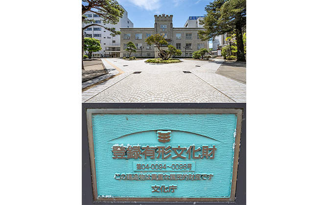 土樋キャンパスには、正門と本館をはじめ5件の歴史的建造物が残されている 写真提供：学校法人東北学院