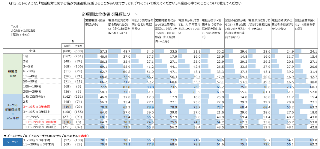イメージ：電話対応に関する調査