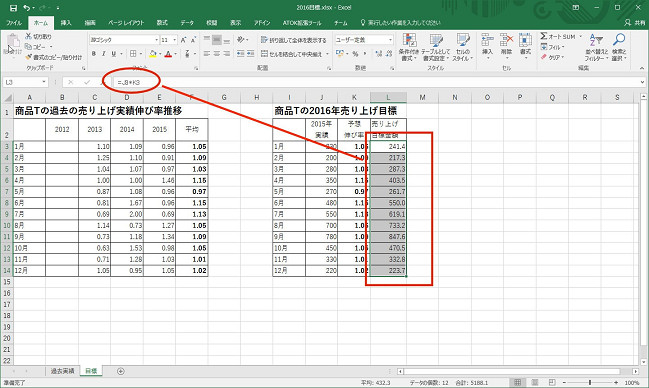 エクセルで売り上げ予測を立てて目標を設定する-14
