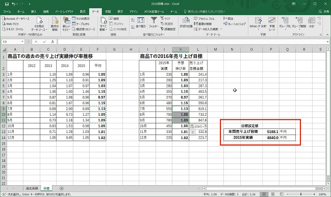 エクセルで売り上げ予測を立てて目標を設定する-15