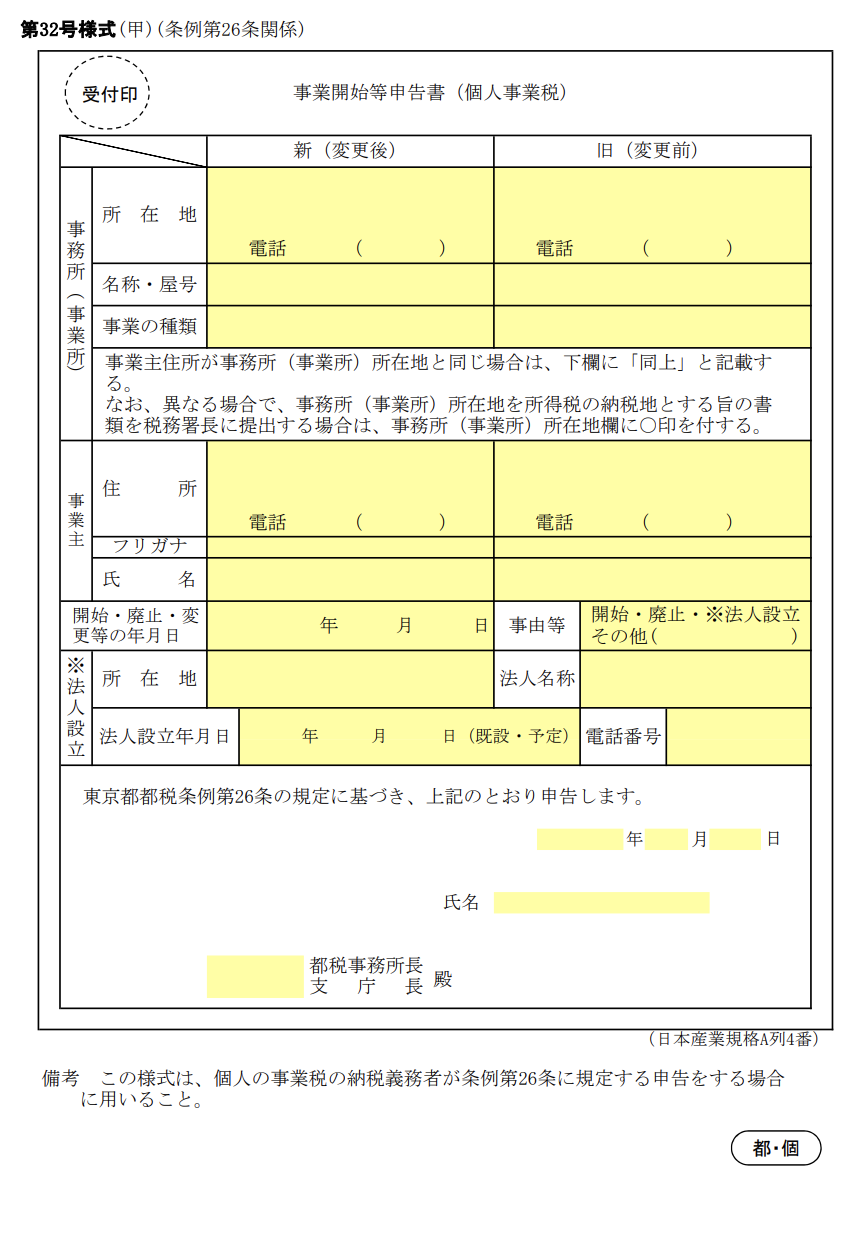 イメージ：個人事業税の事業開始等申告書とは