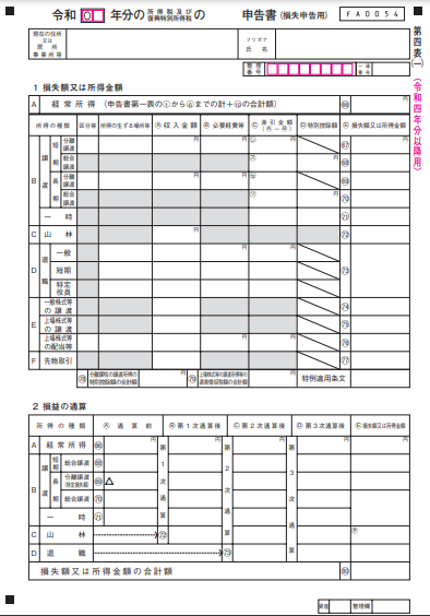 イメージ：申告書