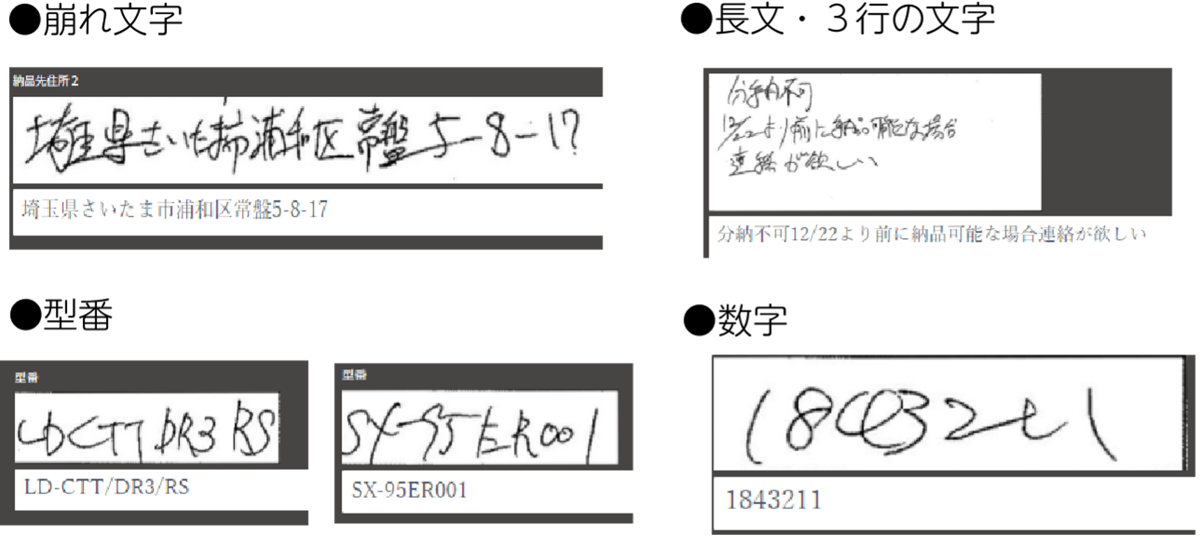 イメージ：読み取れた文字の一部