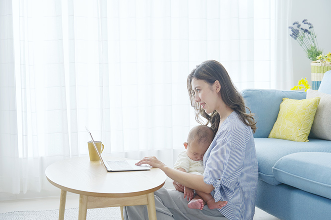 イメージ：育休中や育休明けの従業員の仕事復帰をサポートできる