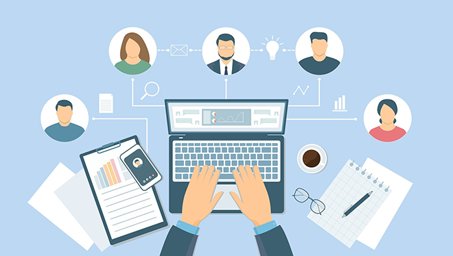 イメージ：テレワークにおけるICTシステム環境、4つのパターン