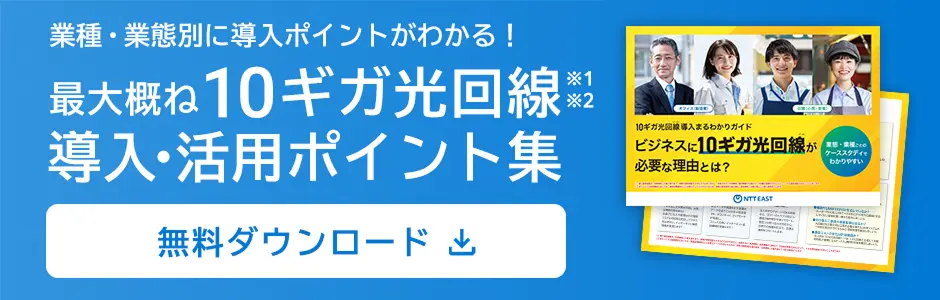 最大概ね10ギガ光回線導入・活用ポイント集 無料ダウンロード