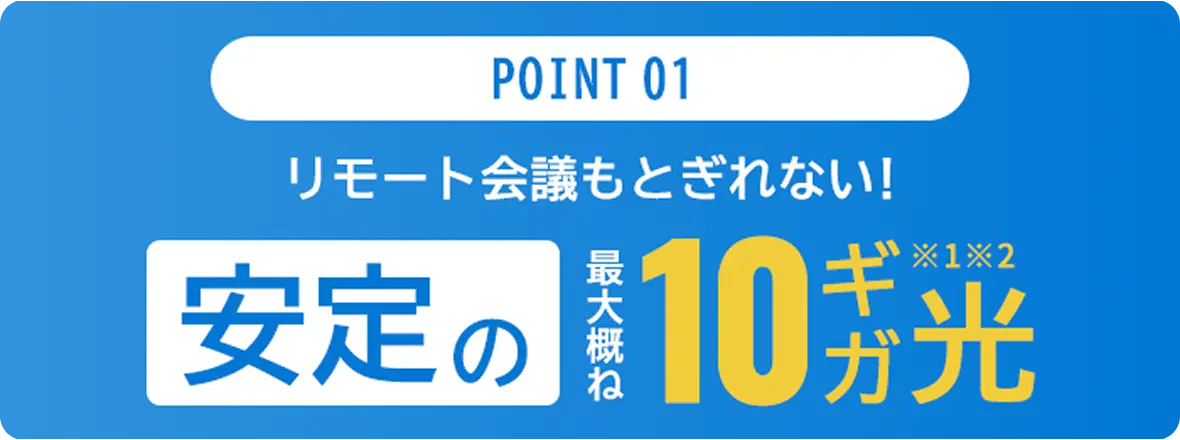 POINT 01 安定した通信品質！10ギガ光