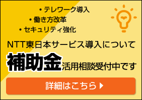 テレワーク導入 ・働き方改革 ・セキュリティ強化　NTT東日本サービス導入について補助金活用相談受付中です