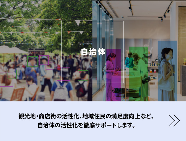 観光地・商店街の活性化、地域住民の満足度向上など、自治体の活性化を徹底サポートします。