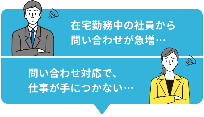 在宅勤務中の社員から問い合わせが急増… 問い合わせ対応で、仕事が手につかない…