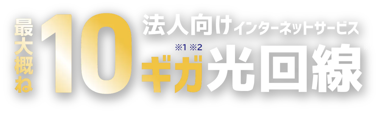法人向けインターネットサービス 最大概ね10ギガ光回線 ※1 ※2