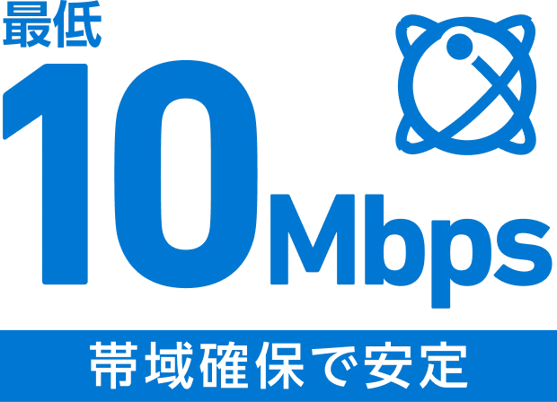最低10Mbps 帯域確保で安定