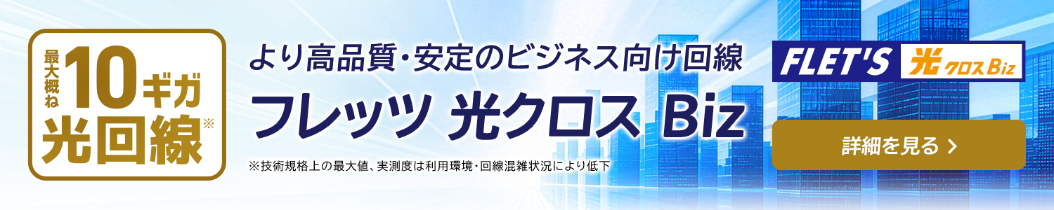 新登場！フレッツ 光クロスBiz 高速で高品質な最大概ね10ギガ光回線