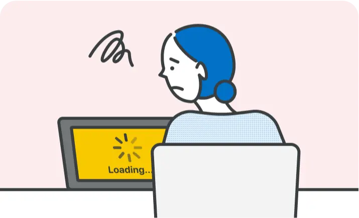 イメージ：社内で複数人がリモート会議を実施するので遅延しがち…