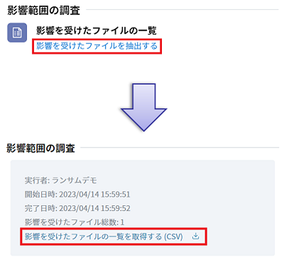 イメージ：つぎに影響範囲の調査を実施します。